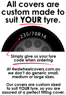 All Covers are custom made to suit your tyre size. 