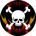 Skull & Cross with Flames